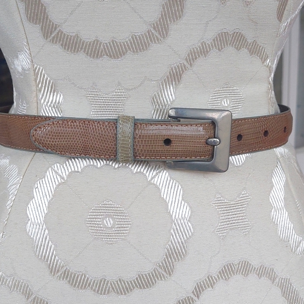Coach Genuine Leather Petite Ocean Taupe One Inch Belt 24-27" 31" long